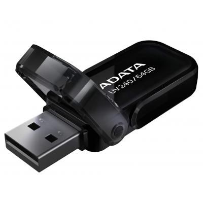 USB флеш накопичувач ADATA 64GB UV240 Black USB 2.0 (AUV240-64G-RBK) | Зображення 1