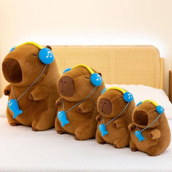 М'яка іграшка Капібара в навушниках, 31 см, оригінальна Капібара подарунок для дітей | Зображення 1