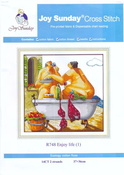 Набор для вышивания по нанесённой на канву схеме "Enjoy life 1". AIDA 14CT printed 37*36 см | Зображення 1