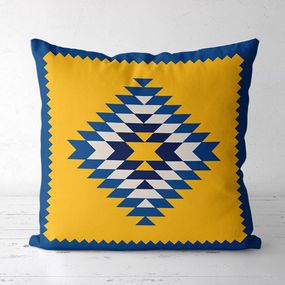 Подушка декоративная Soft Желто-синий орнамент 45x45 см (45PST_22U004)