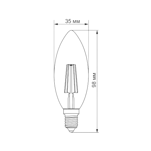 Лампа C37 4W E14 2200К 220V Filament A LED Titanum | Зображення 1