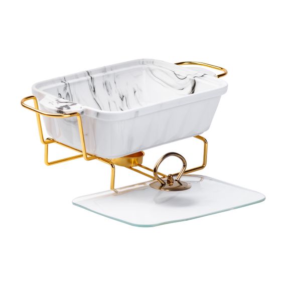 Марміт порцелянаовий на 1 літр із підігрівом на металевій підставці HP1028 | Зображення 2