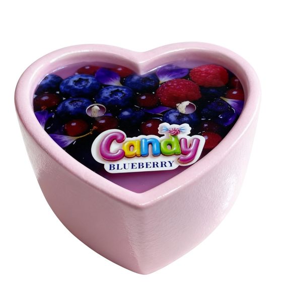 Массажная свеча с ароматом черники Candy Blueberry в форме сердца, 70 мл sexstyle