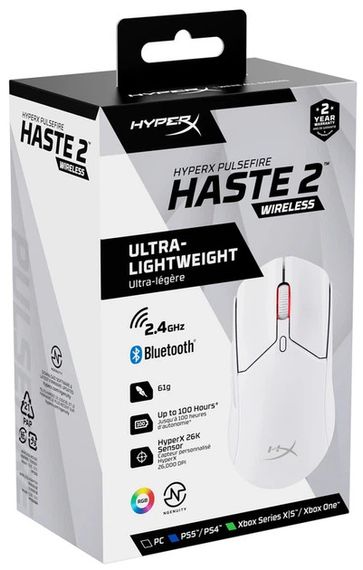 Мышь компьютерная безпроводная HyperX Pulsefire Haste 2 Wireless White 6N0A9AA белая | Зображення 8