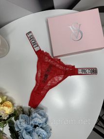 Женские кружевные стринги Виктория Сикрет со стразами, бикини стринги Victoria`s Secret, премиум качество