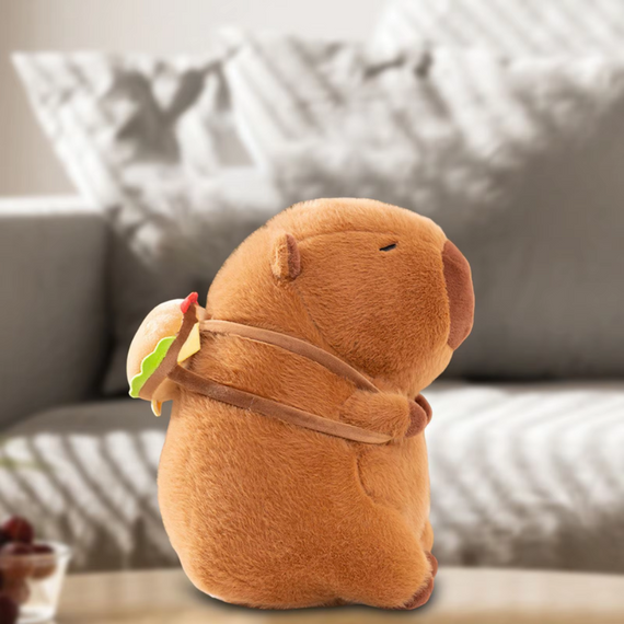 М'яка іграшка капібара з рюкзачком-бургером 30 см — плюшева іграшка-антистрес для дітей і дорослих, м'який і пухнастий подарунок | Зображення 2