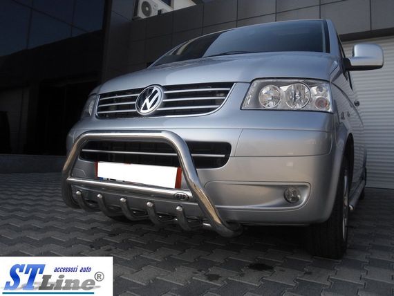 Кенгурятник WT003 (нерж) 60мм, с надписью для Volkswagen T5 Caravelle 2004-2010 гг | Зображення 8