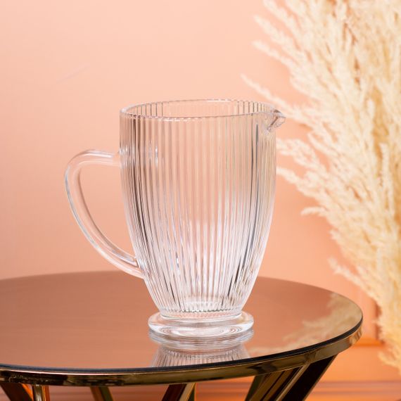 Кувшин для напитков ребристый 1,2 л с толстого стекла прозрачный