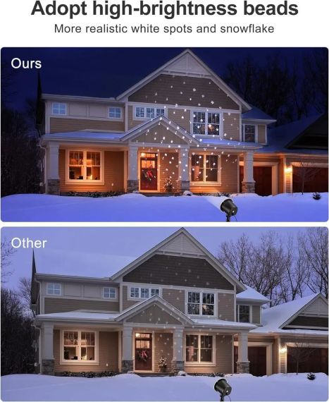 Лазерний проєктор для вулиці LED "Білі сніжинки" OxaOxe SW-PL-5, до 20 м. | Зображення 3