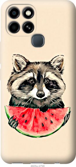 Чехол на Infinix Smart 6 Енотик с арбузом "4605u-2758-17620"