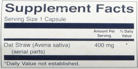 Тонізуючий засіб Swanson Full Spectrum Oat Straw 400 mg 60 Caps | Зображення 1