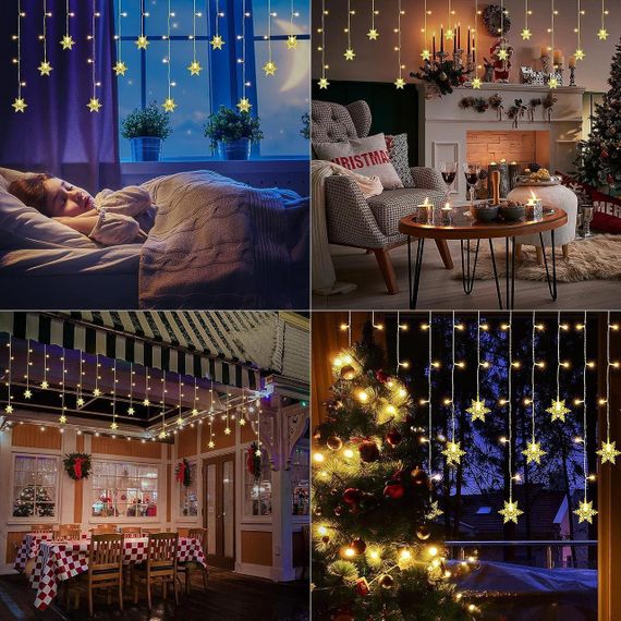 Гірлянда «Сніжинки», світлова завіса ELEUTH для різдвяних інтер'єрів, 8 режимів і таймер, 3,5 м, 94 led | Зображення 5