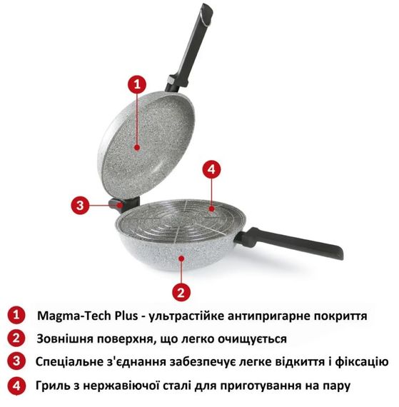 Сковорода подвійна Flonal Dura Induction Rocky Twins 28 см з решіткою (RKIWP2830) | Зображення 6