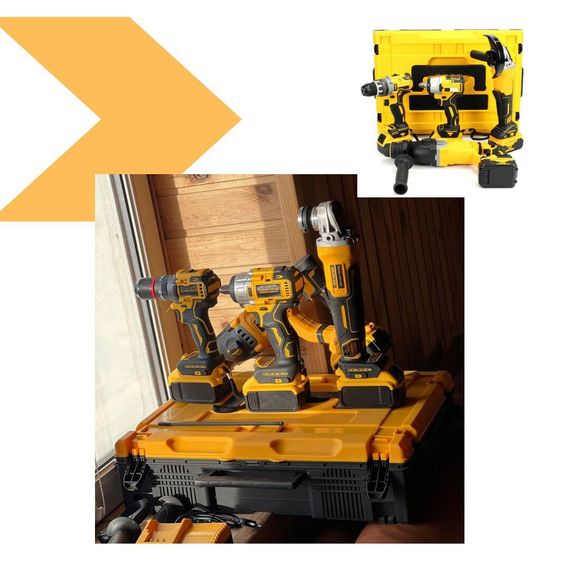 Набір акумуляторних інструментів 4в1 на 68V з дриль-шуруповертом, болгаркою, перфоратором та гайковертом у кейсі XPRO AND-4030-Yellow/Black (47819-40-30_4614) | Зображення 1