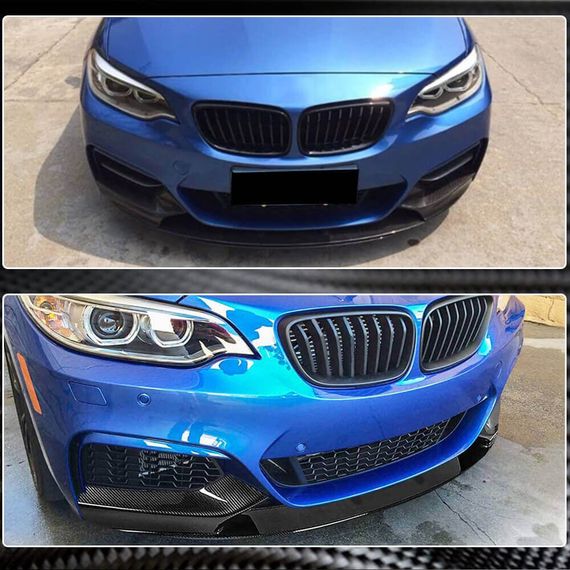 Накладка на передній бампер V3 (для F22/23 M-Sport, Карбон) для BMW 2 серія F22/23 2014-2021 рр | Зображення 1
