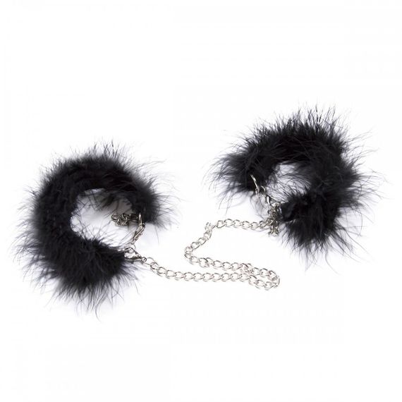 Наручники з натурального пера на срібному ланцюжку