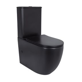 Унітаз підлоговий Qtap Robin Ultra Quiet безобідковий із сидінням Soft-Close MATT BLACK QT13226083AMB