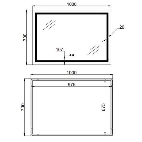 Дзеркало Qtap Mideya (MI1) 1000х700 з LED-підсвічуванням Touch, з антизапотіванням, димером, рег. яскравості QT2078NCF10070 | Зображення 1