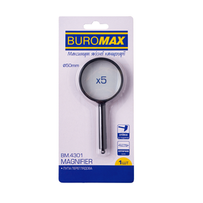 Лупа, 5-кратная, диаметр 50 мм, пластик, черная BM.4301 BUROMAX (6295)