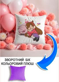 Подушка плюшева Мерч Крафт Дизайн з принтом Гравіті Фолз бузковий плюш квадратна 33х33 см