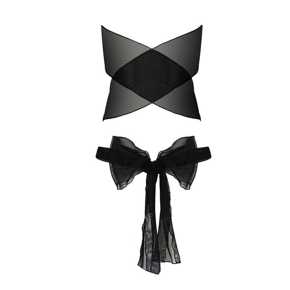 Комплект білизни Passion AMORE SET black, стрінги і ліф у вигляді подарункової стрічки з бантом | Зображення 3
