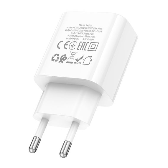 Сетевое Зарядное Устройство Borofone BA81A 1USB-C PD/QC 20W | Зображення 1