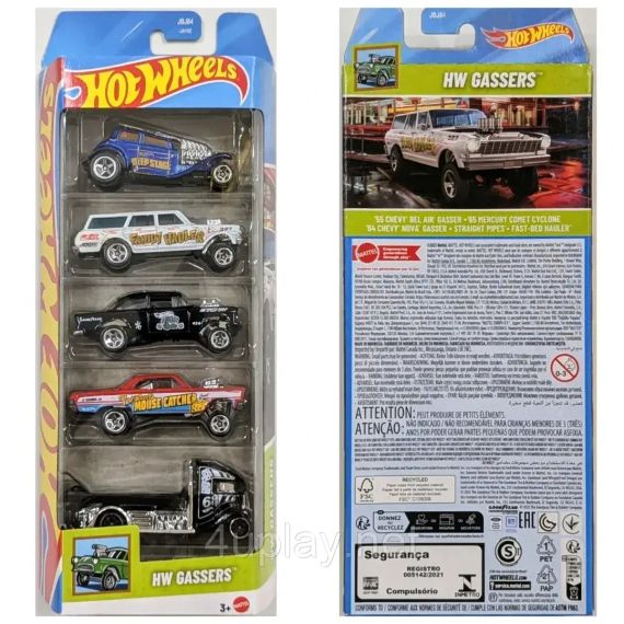 Hot Wheels HW Gassers Подарунковий набір з 5-ти машинок Хот Вілс Дрег-рейсінг | Зображення 3