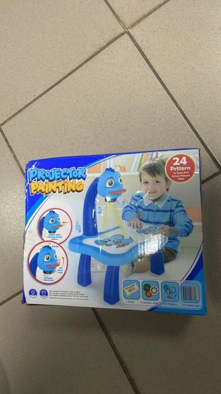 ОЧЕНКА! Дитячий столик проєктор для малювання Projector Painting набір з проєктором, фломастери Синій (Плохе паковання 3429) | Зображення 1