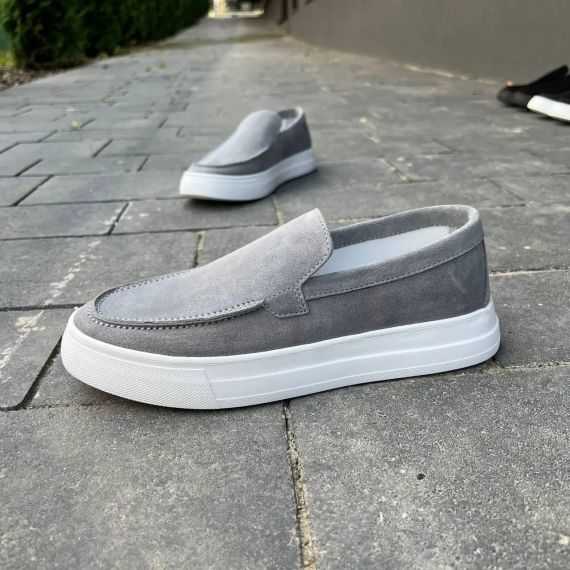 Мужские серые лоферы из натуральной замши 41 размер | Зображення 4