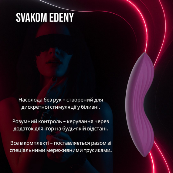 Смарт-вібратор у трусики Svakom Edeny: з мереживними трусиками та керуванням через додаток для дискретної насолоди