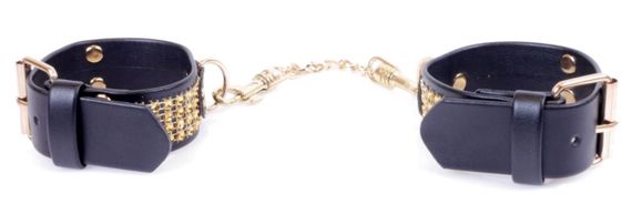 Наручники зі штучної шкіри з кристалами Fetish Boss Series - Handcuffs with cristals Gold, BS3300095 Sex Aura | Зображення 5