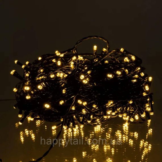 Новорічна гірлянда вулична 30 м 300 LED з сонячною батареєю чорний провід Жовтий SB300L30MBY | Зображення 1