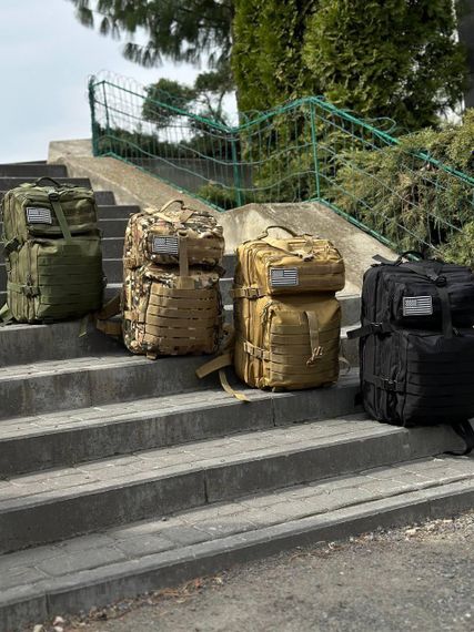 Тактичний рюкзак військовий олива з прапором Сша Olive Usa штурмовий армійський рюкзак 45Л | Зображення 4