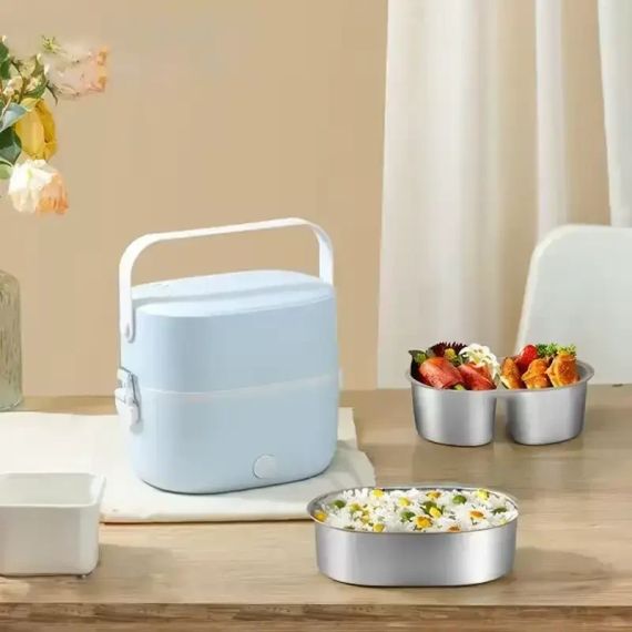 Ланч-бокс с подогревом объемом 1 л на два контейнера с крышками LY-800