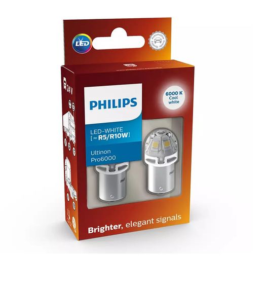 Комплект светодиодных ламп Philips 24805CU60X2 R5W/R10W LED Ultinon Pro6000 12V/24V BA15s WHITE | Зображення 3