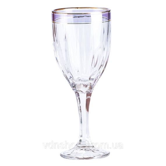 Набор бокалов для шампанского 6 шт по 250 мл с золотой каймой HP549 | Зображення 1