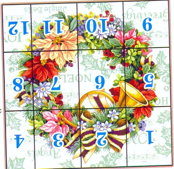 Набір для вишивання за нанесеною на канву схемою "Holiday wreath". AIDA 14CT printed 54*54 см | Зображення 2