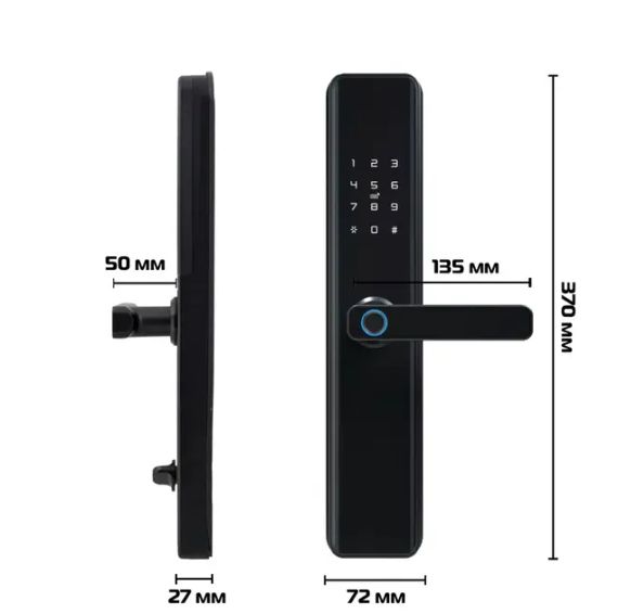 Дверний сенсорний замок з відбитком пальця,розумна біометрична дверна ручка, 4 способи відкриття | Зображення 5