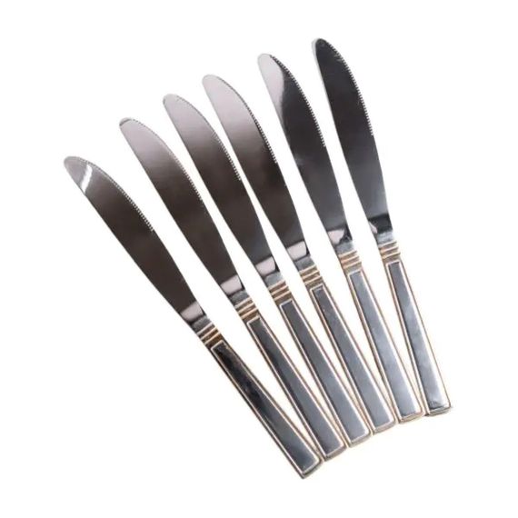 Набор столовых ножей 6 шт нержавеющая сталь хром из золотом HP700 | Зображення 2