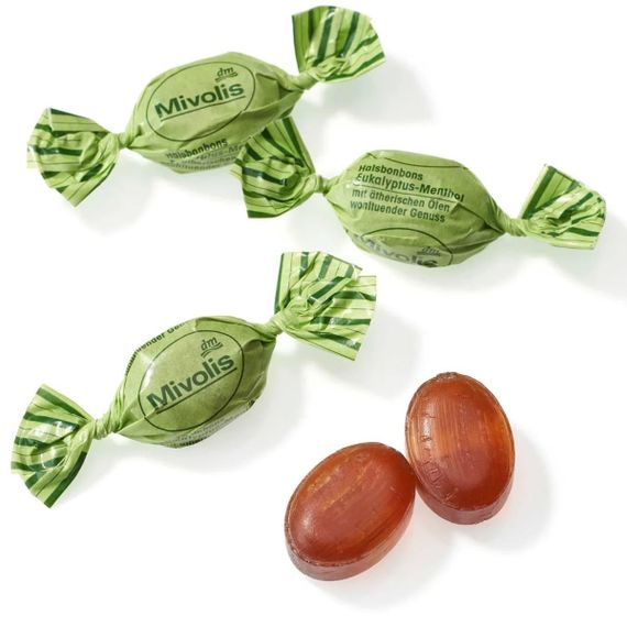 Mivolis "Конфеты эвкалипт с ментолом для горла", без сахара, 75 г., Германия | Зображення 1