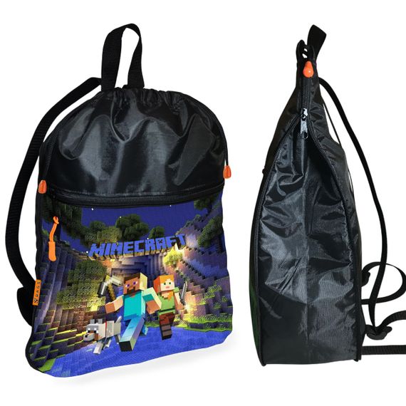 Рюкзак-мешок для обуви,спортивной формы Майнкрафт "Minecraft" детская сумка для сменки с расширителем (01267)