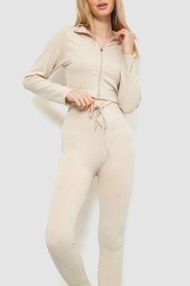 Костюм жіночий в рубчик, колір світло-бежевий, 244R14302 | Зображення 1