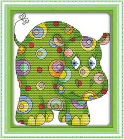 Набор для вышивания по нанесённой на канву схеме "Coloorful animal". AIDA 14CT printed 17*17 см