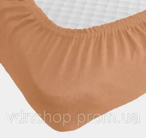 Персиковая Простынь махровая на резинке с наволочками Anisa (220х240+30 см) | Зображення 2