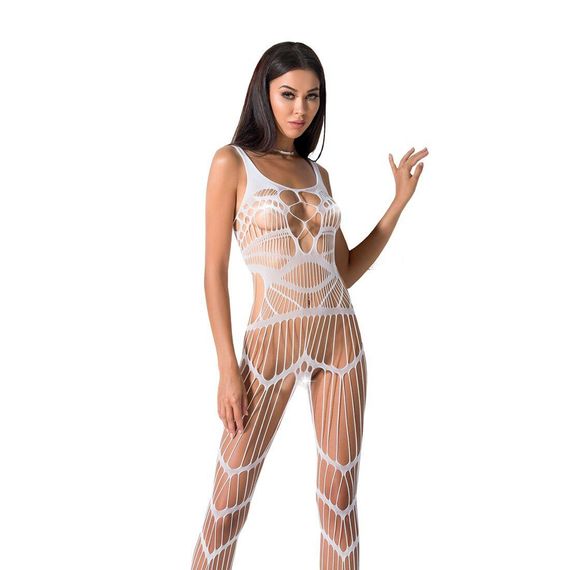 Бодістокінг Passion BS058 white, комбінезон, дуже повітряний, S/M/L