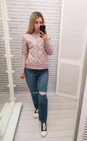 Куртка з ефектом стьобання, арт.310, пудра | Зображення 3