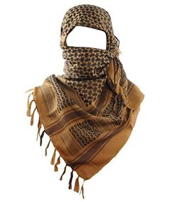 Платок шарф арафатка, шемаг, куфия 110см - Black/Khaki