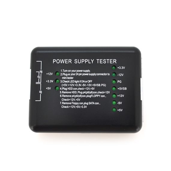 Тестер для діагностики блока живлення 4pin/6pin/8pin/20pin/24pin/Floppy/SATA, Blister | Зображення 2