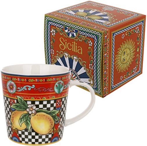 Кухоль порцеляновий Sicilia "Limoni" (Лимони) 450мл, подарункова чашка | Зображення 3
