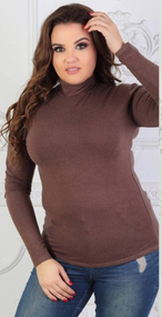 Женский теплый кашемировый гольф-водолазка Ri284 цвет светло-коричневый, размер 42/46